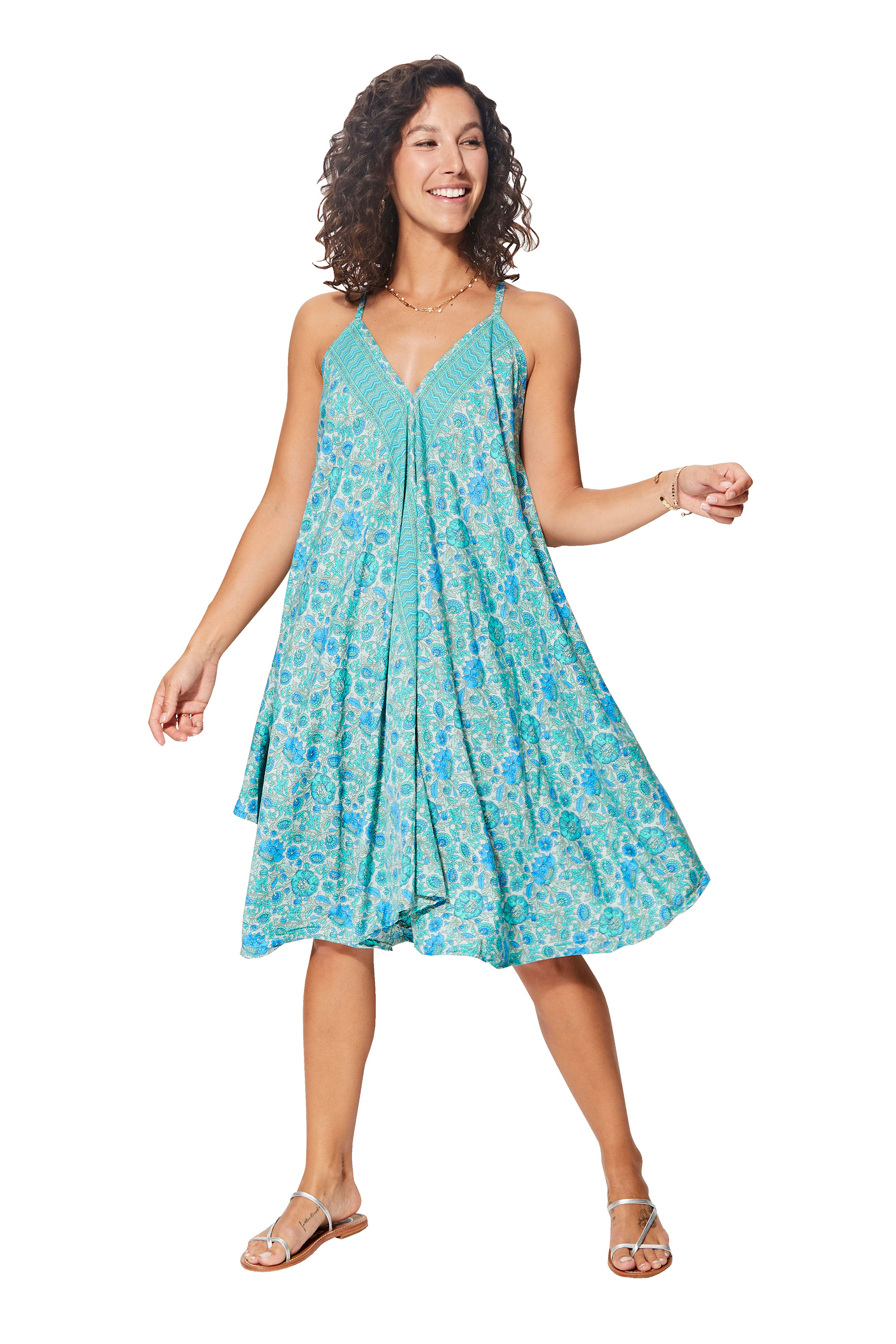 Vestido de Mujer Gris Azul Verde