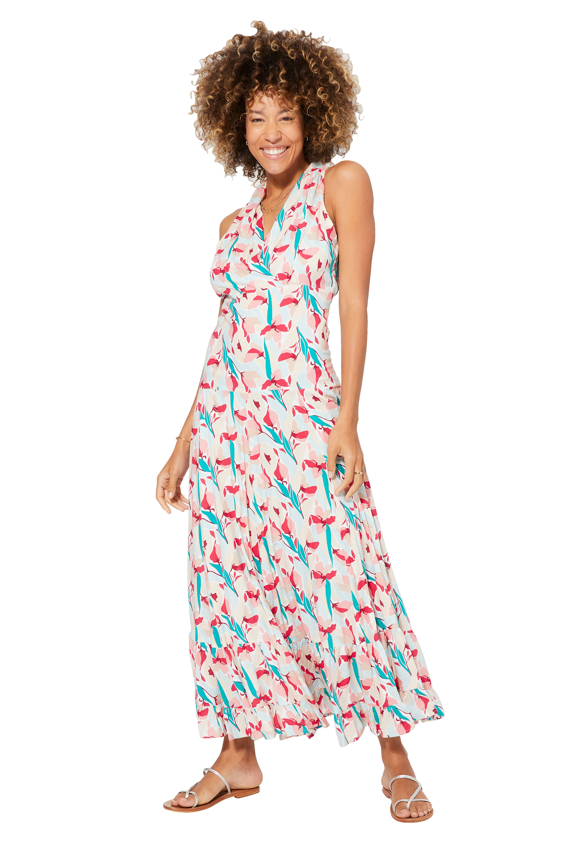 Beige Pink Turquoise <b><i>Vestido</i></b> Mujer