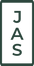 Letters J, A and S arranged vertically within a dark green rectangle
