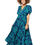 Thumbnail: Navy Blue Turquoise Yellow Women Dress