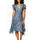 Thumbnail: Navy Blue Turquoise Beige Women Dress