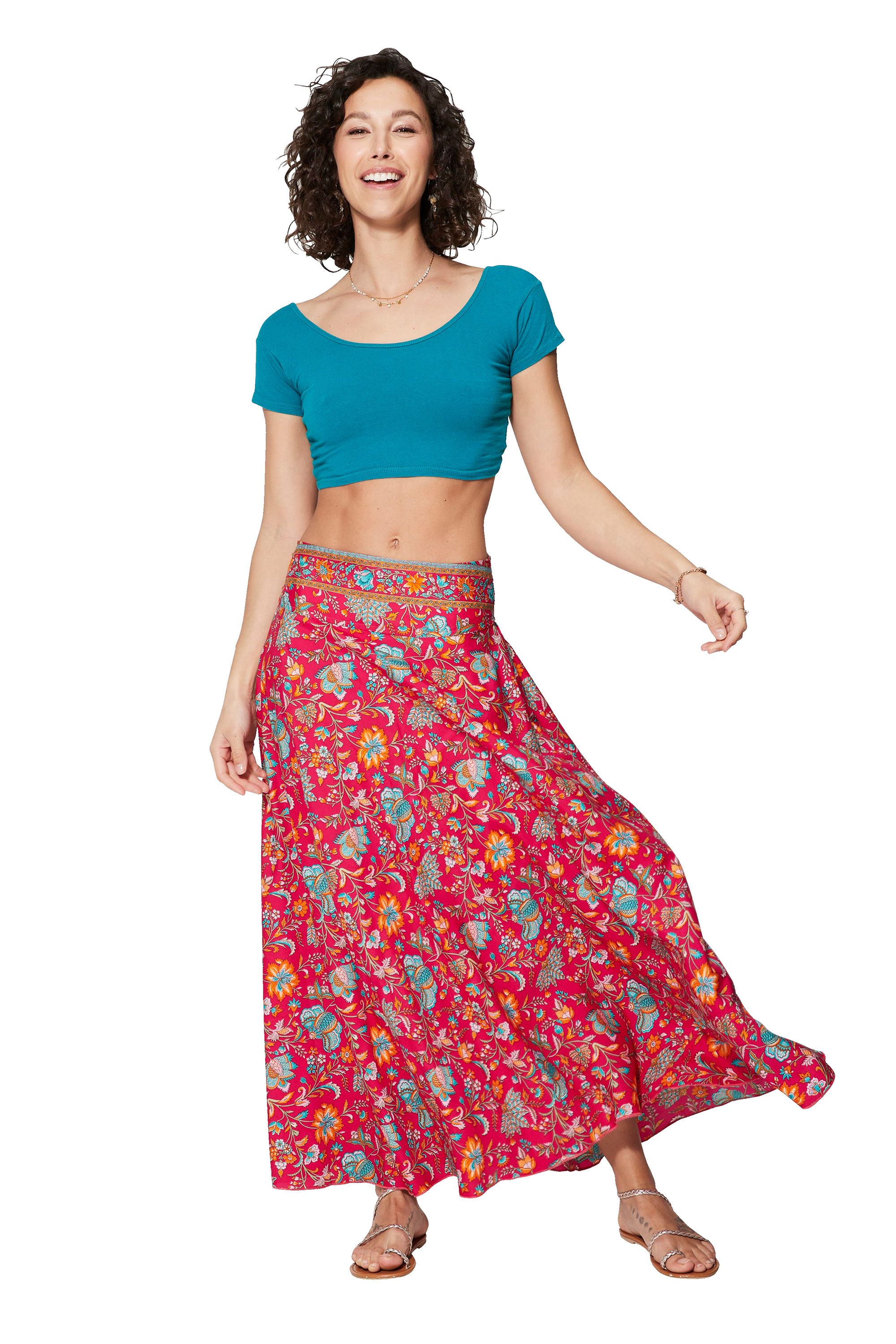 Pink Orange Turquoise Women Skirt