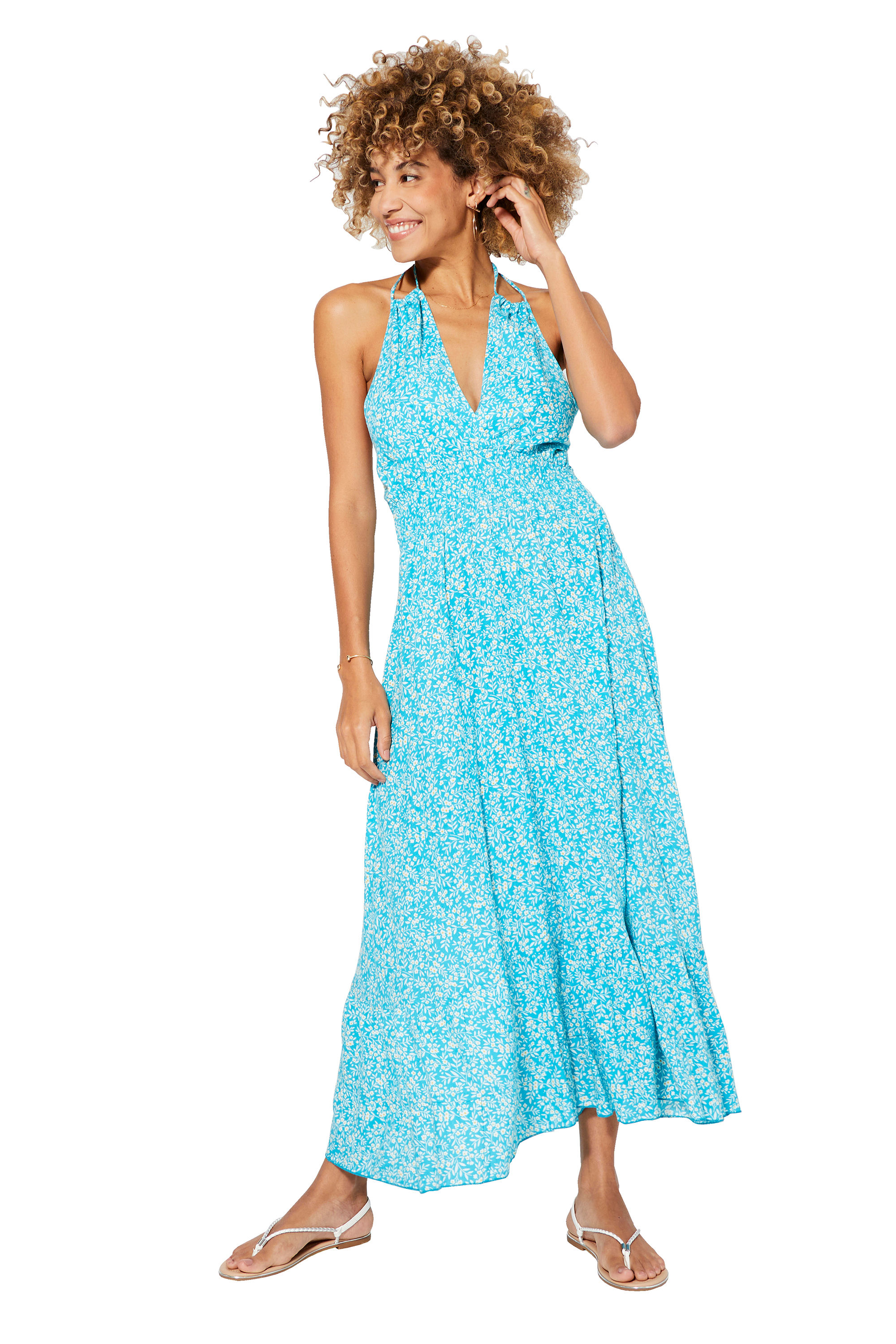 Turquoise White Yellow <b>Women</b> <i>Dress</i>