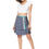 Thumbnail: Navy Blue Beige Turquoise Grey Women Skirt