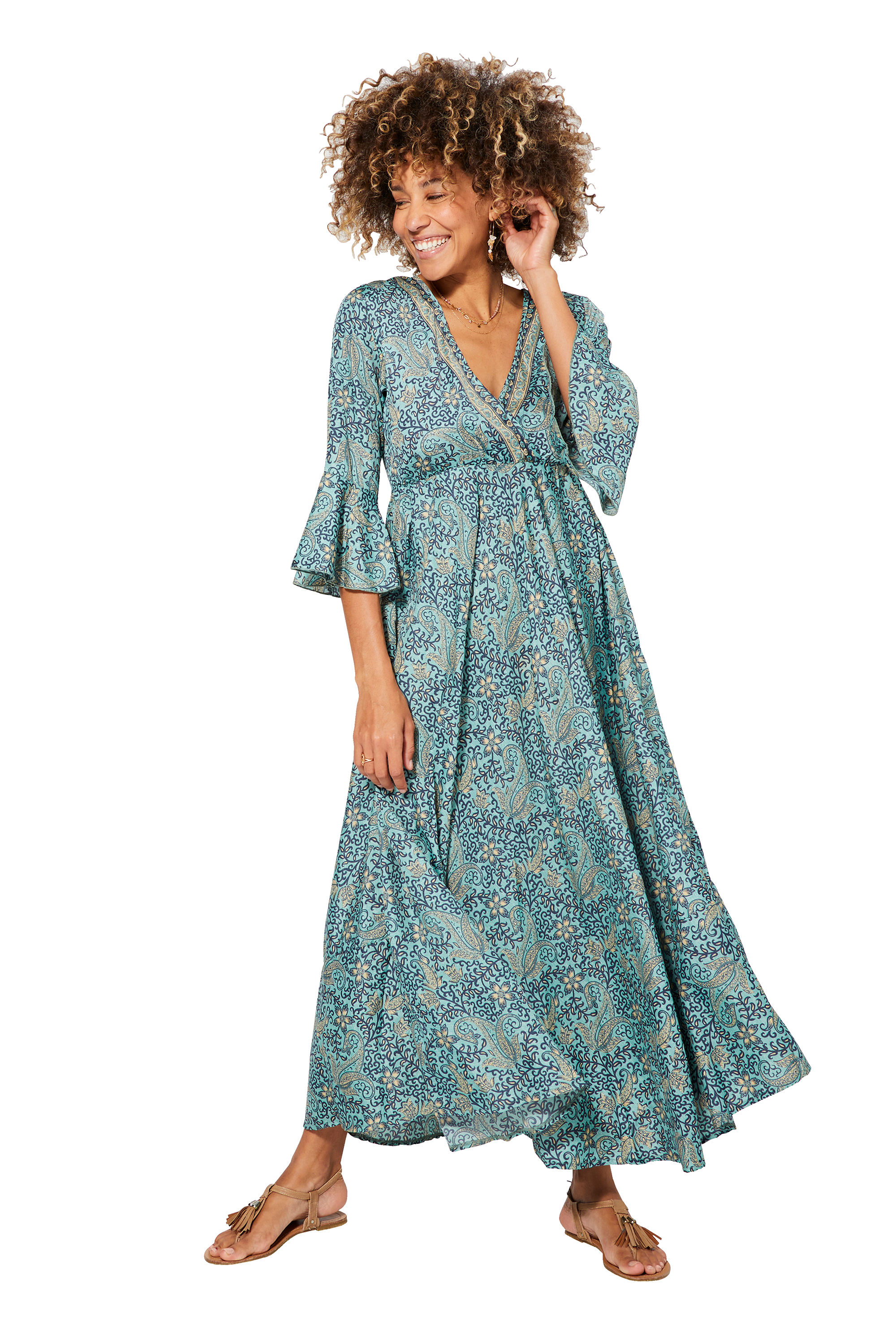 Vestido de Mujer Azul Beige