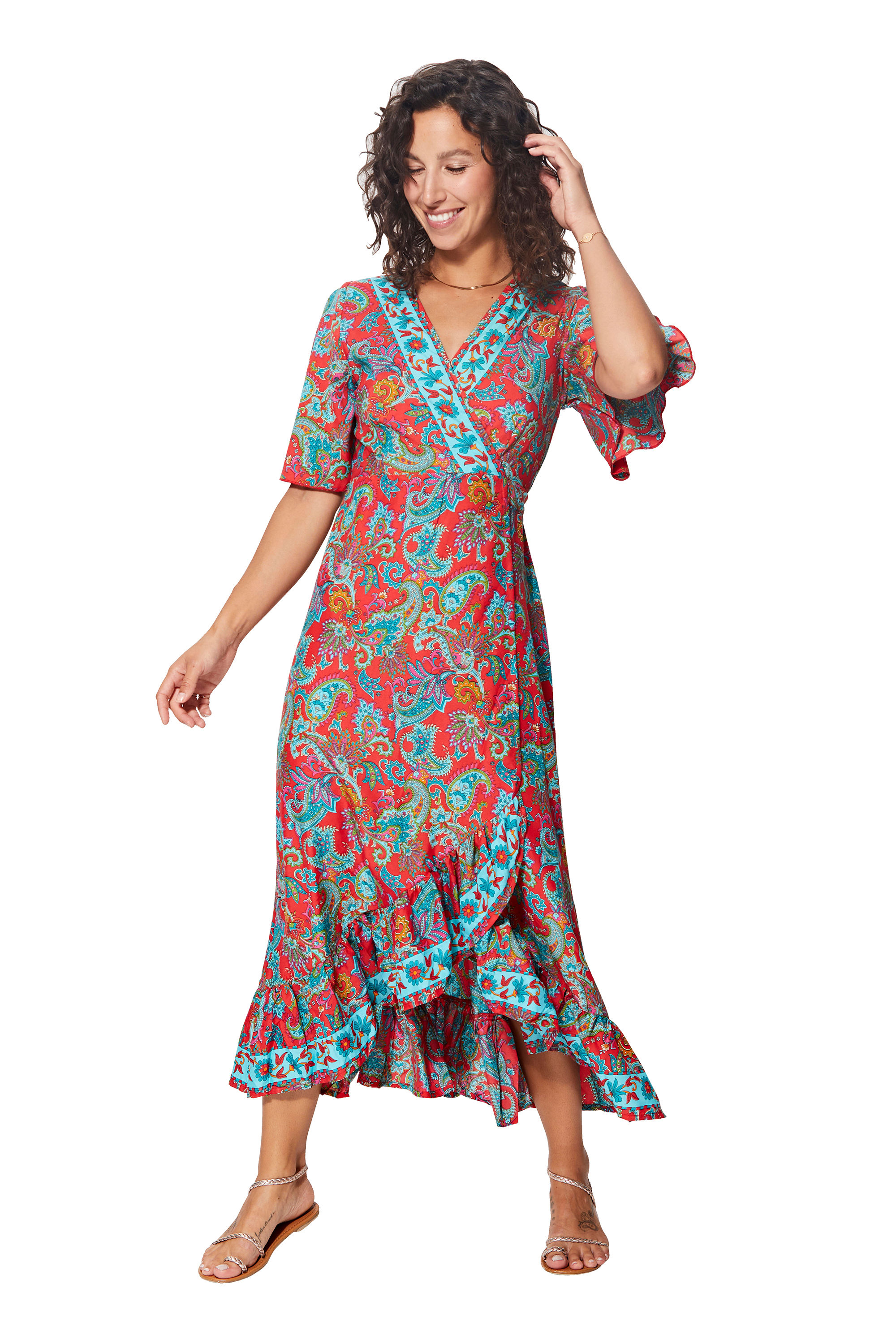 Red Turquoise Green Orange Women Dress