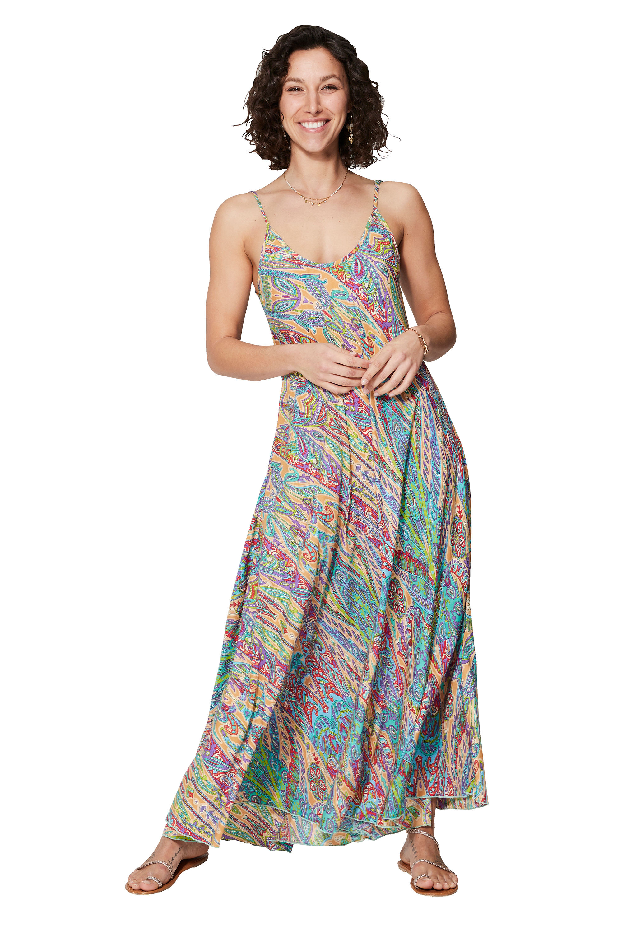 Beige Turquoise Purple Green Women Dress