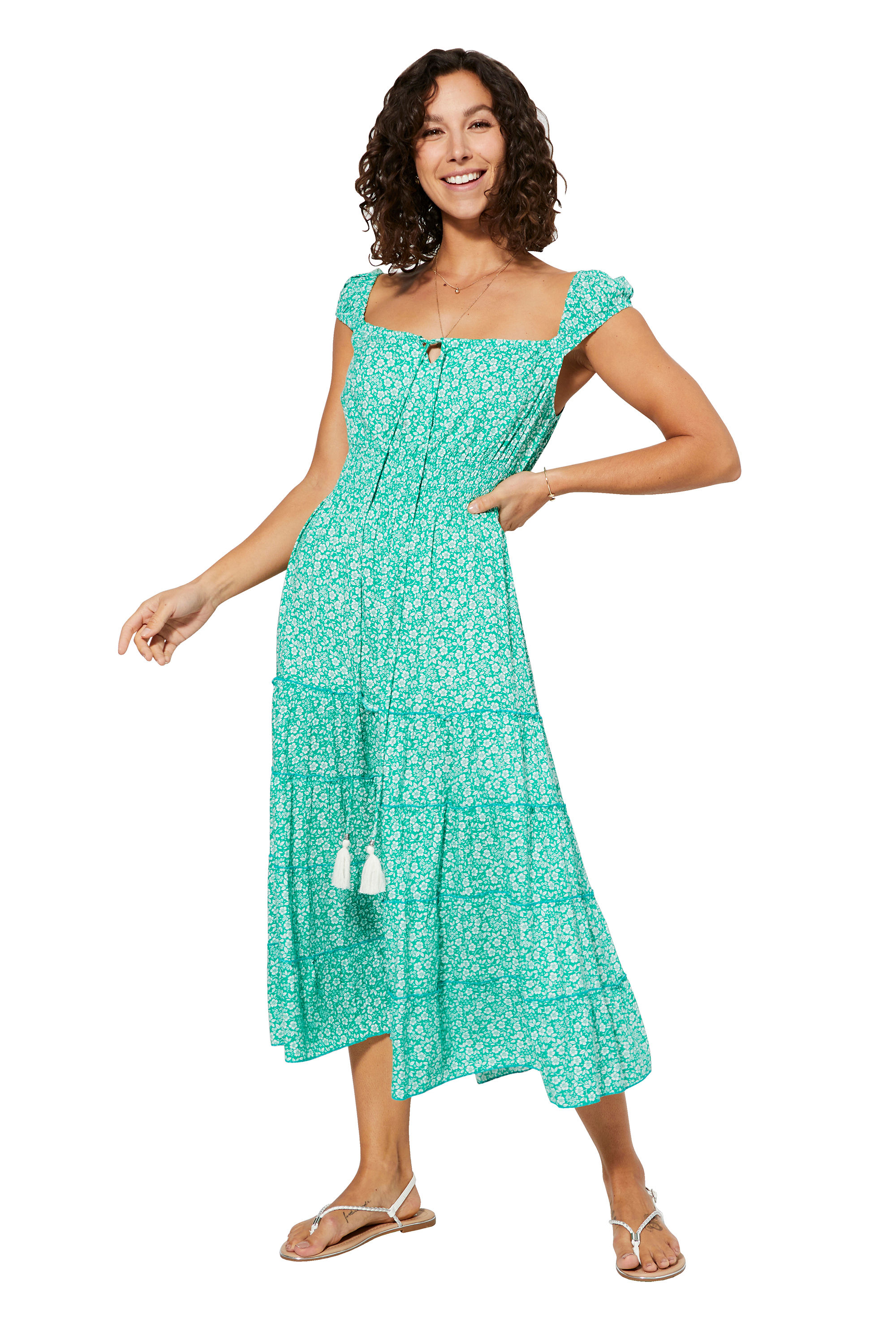 Vestido de Mujer Verde Blanco