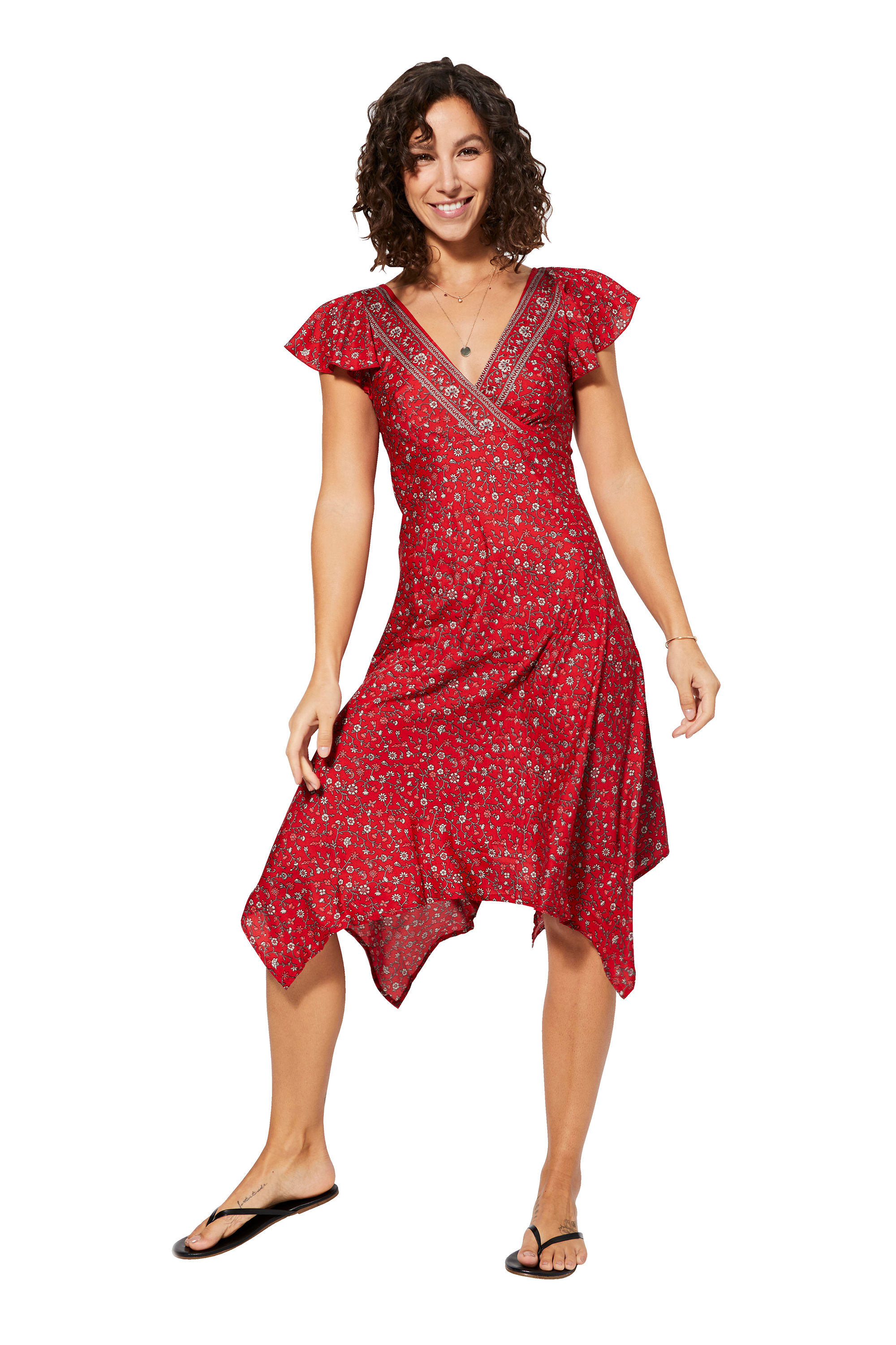 Red Grey Women Dress