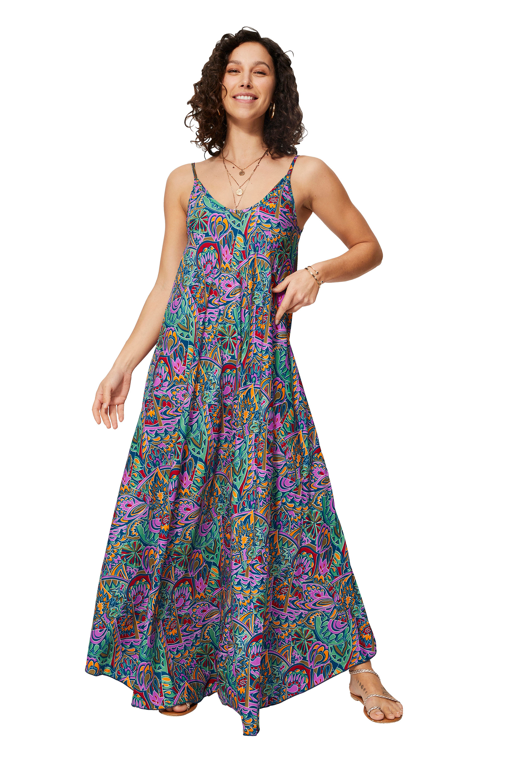 Azul Verde Morado Naranja Vestido de Mujer