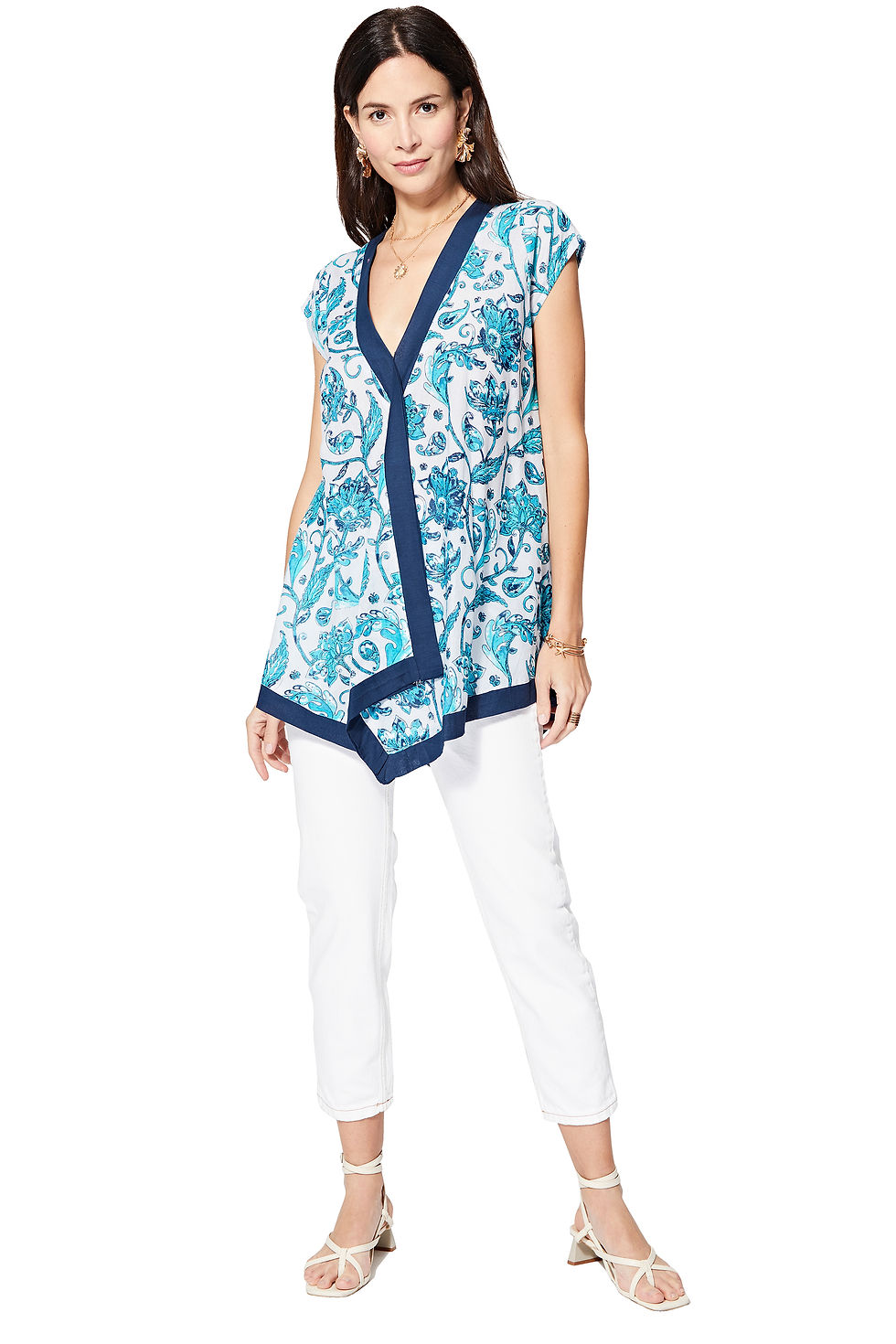 White Blue Women Tunic