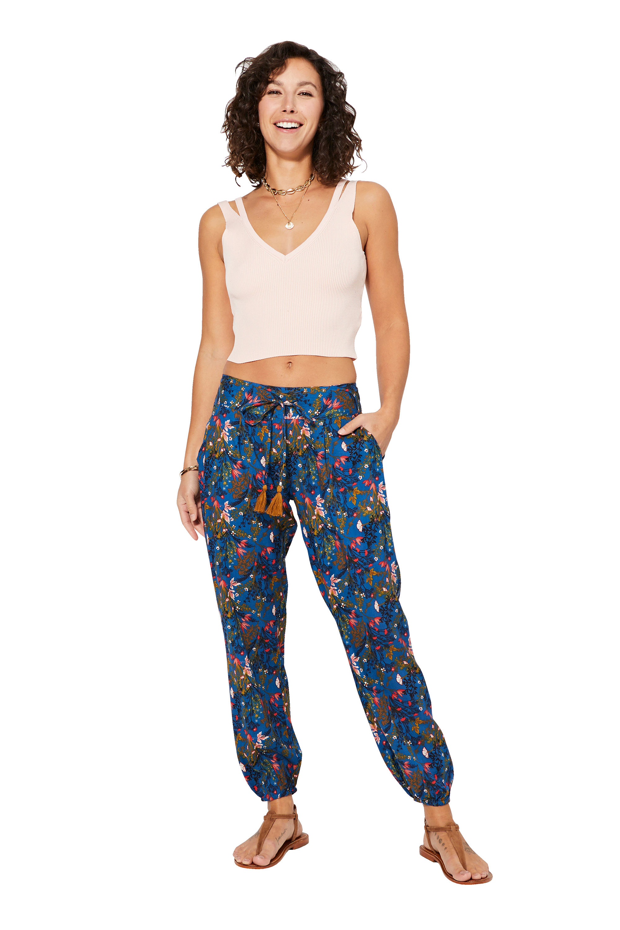 Blue Green Pink Black Women Trousers