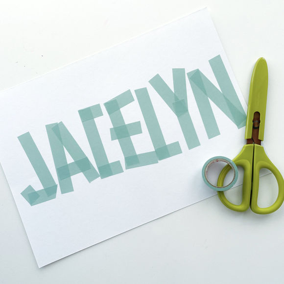 Tape Resist Name Painting Step 1