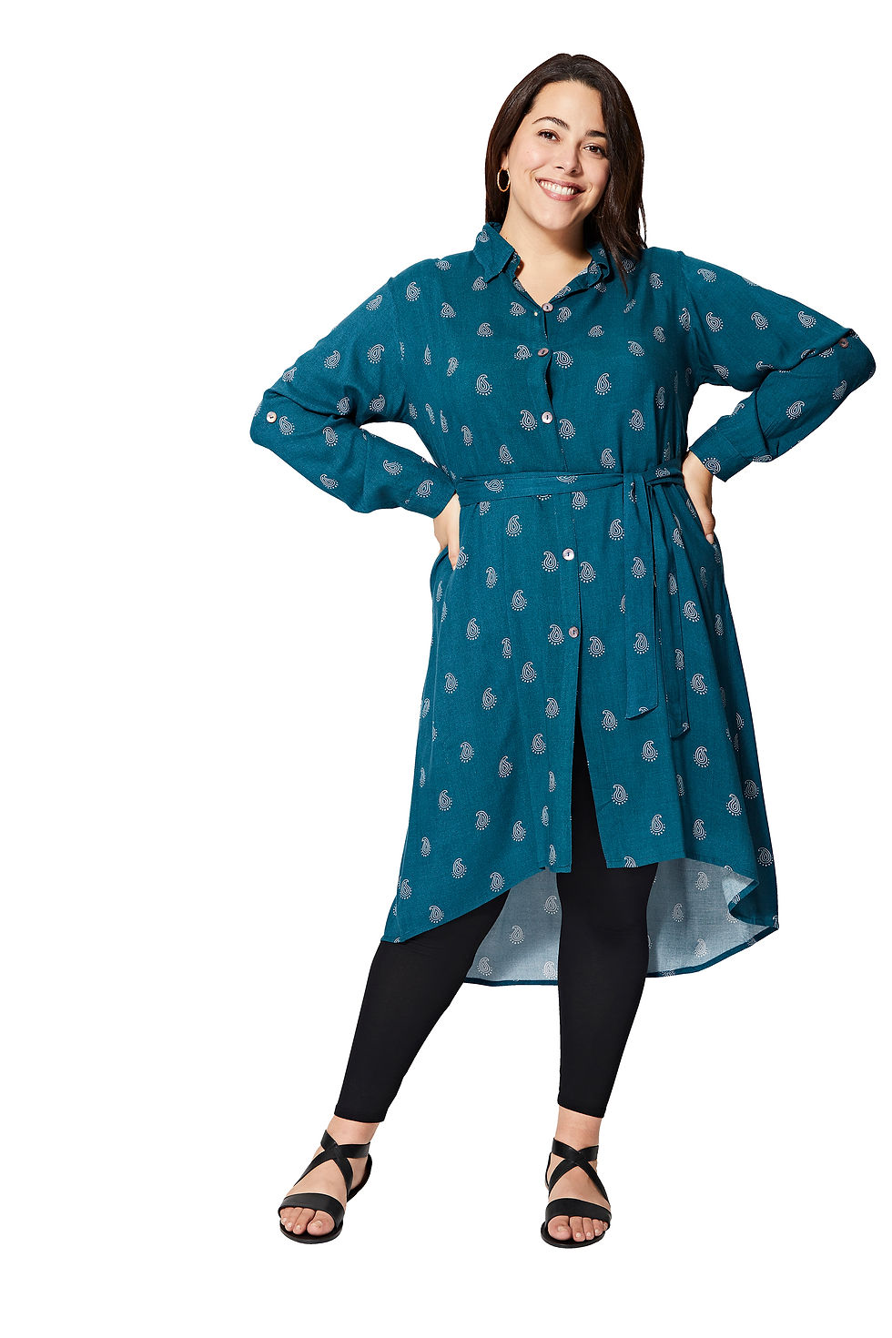 Thumbnail: Green White Women Plus Size Dress