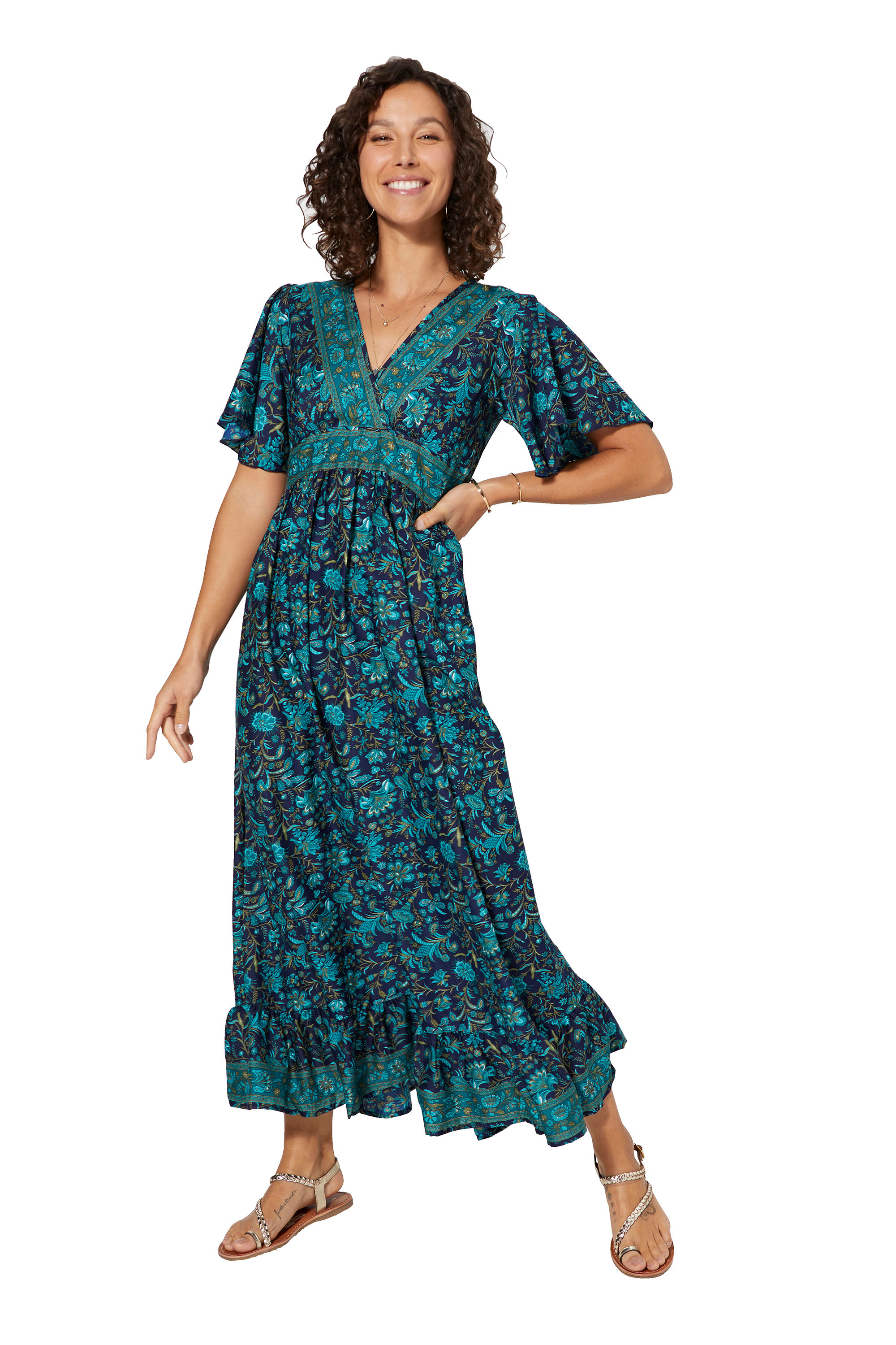 Vestido de Mujer Azul Marino Turquesa Beige