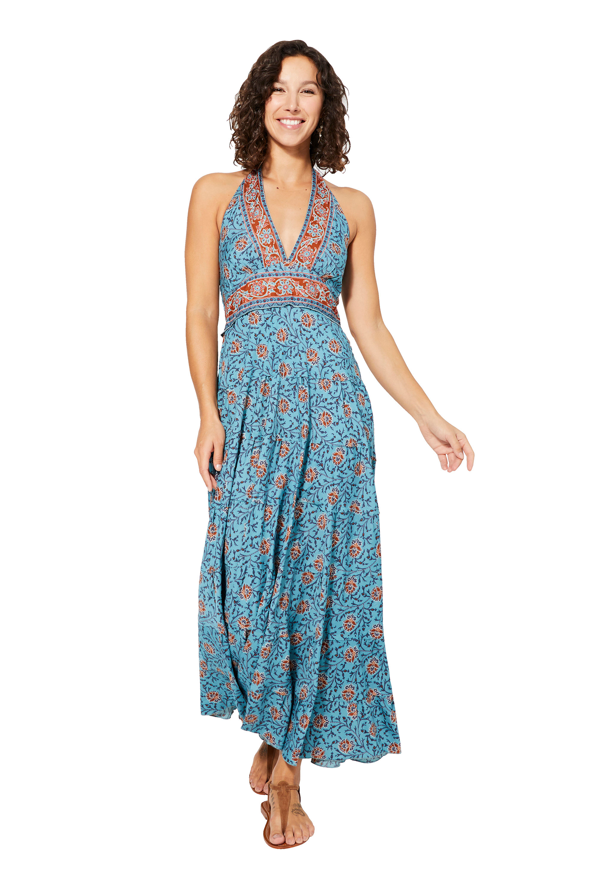 Blue Brown Women Dress