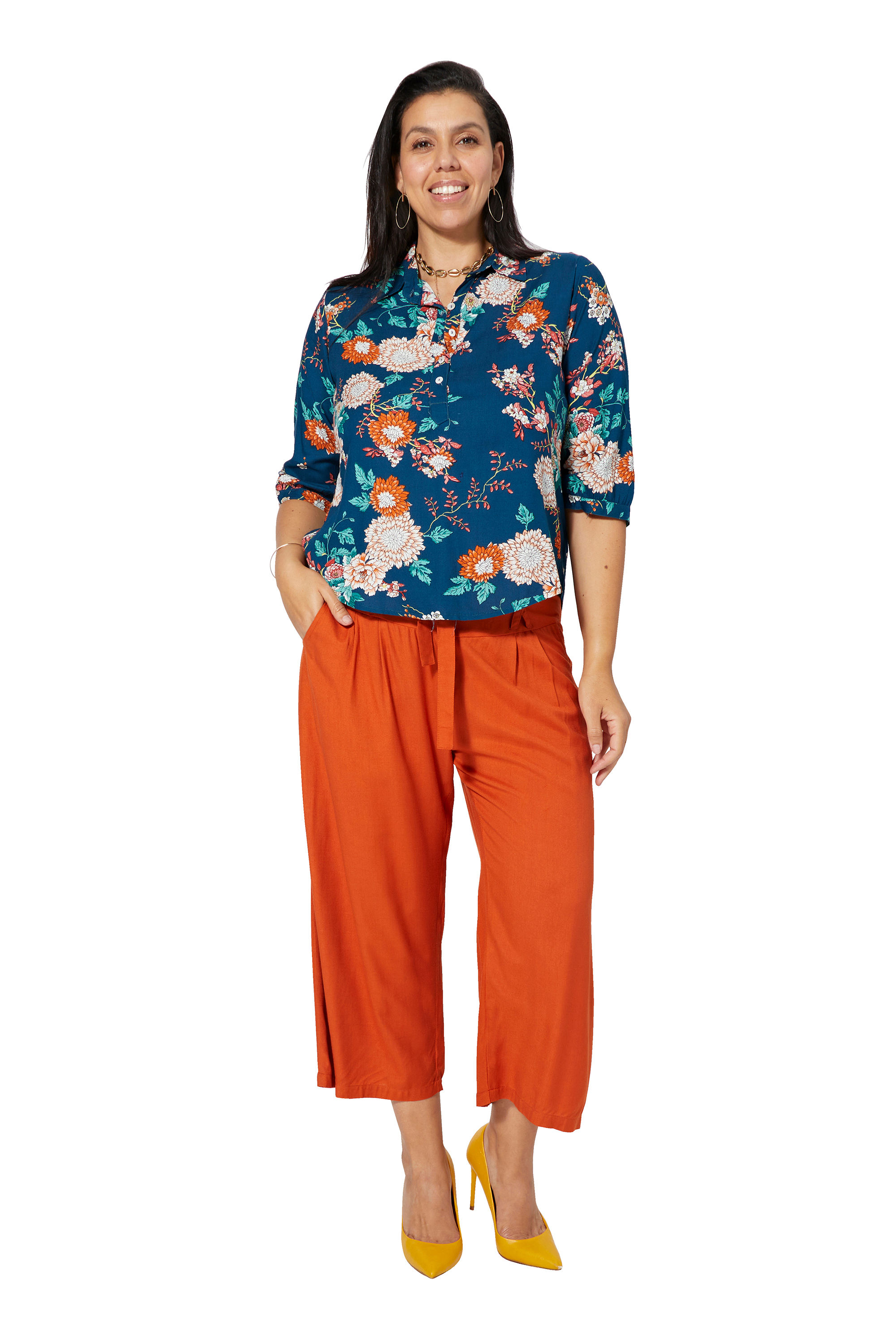 Blue Green Orange Women Plus Size Tunic